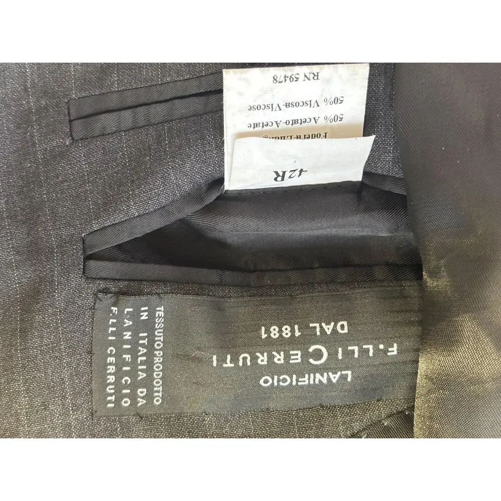 Dei Davico Blazer Mens Size 42R Gray Pinstripe Wool Suit Jacket Made In Italy
